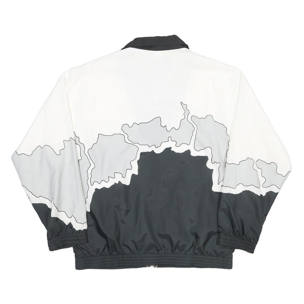 Womens White & Black Abstract Print Zip Jacket XS Polyester Outdoor Track Wear
