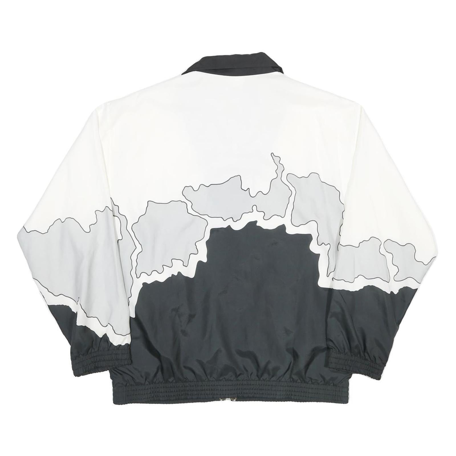 Womens White & Black Abstract Print Zip Jacket XS Polyester Outdoor Track Wear