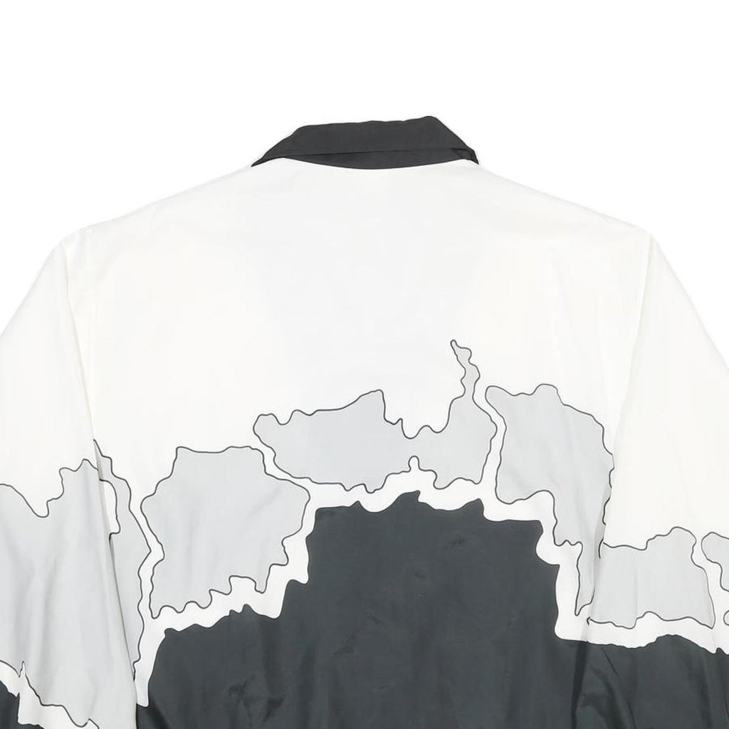 Womens White & Black Abstract Print Zip Jacket XS Polyester Outdoor Track Wear