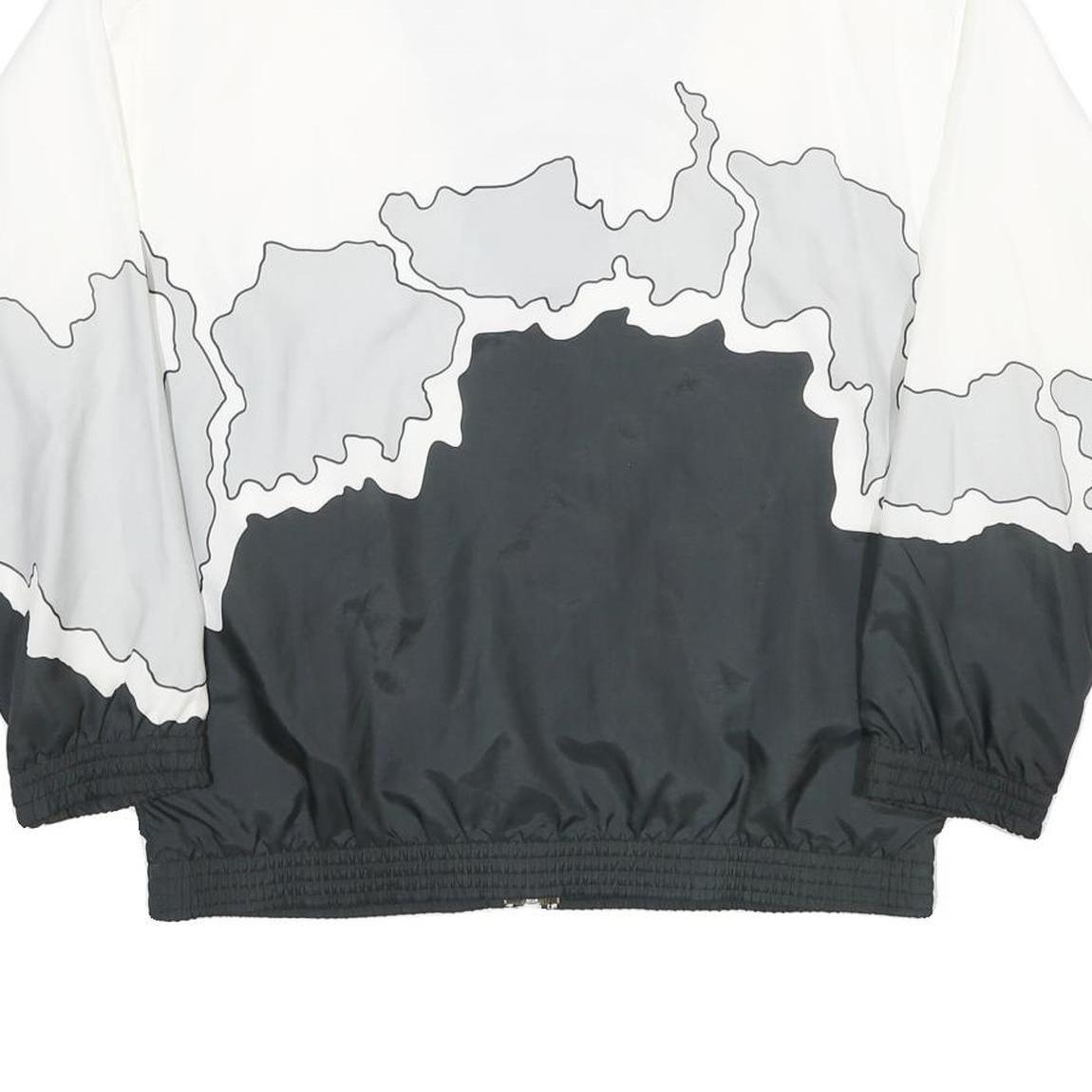 Womens White & Black Abstract Print Zip Jacket XS Polyester Outdoor Track Wear