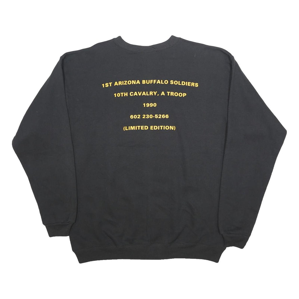 HANES Mens Black Black Crest Graphic Crew Neck L Sweatshirt Limited Edition