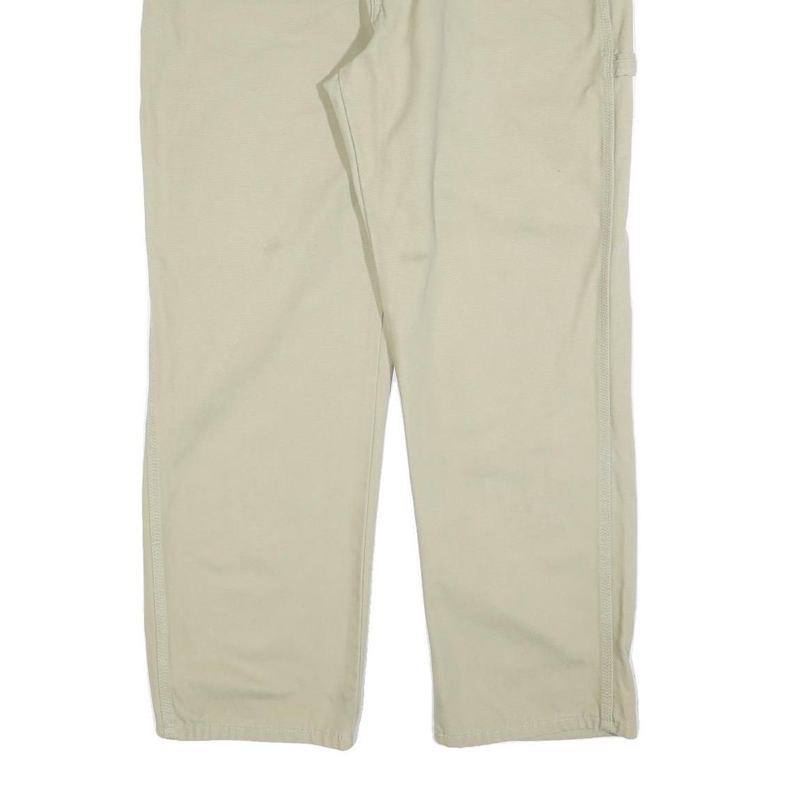 DICKIES Mens Beige Cotton Blend Regular Straight Trousers W38 L30 Workwear Zip