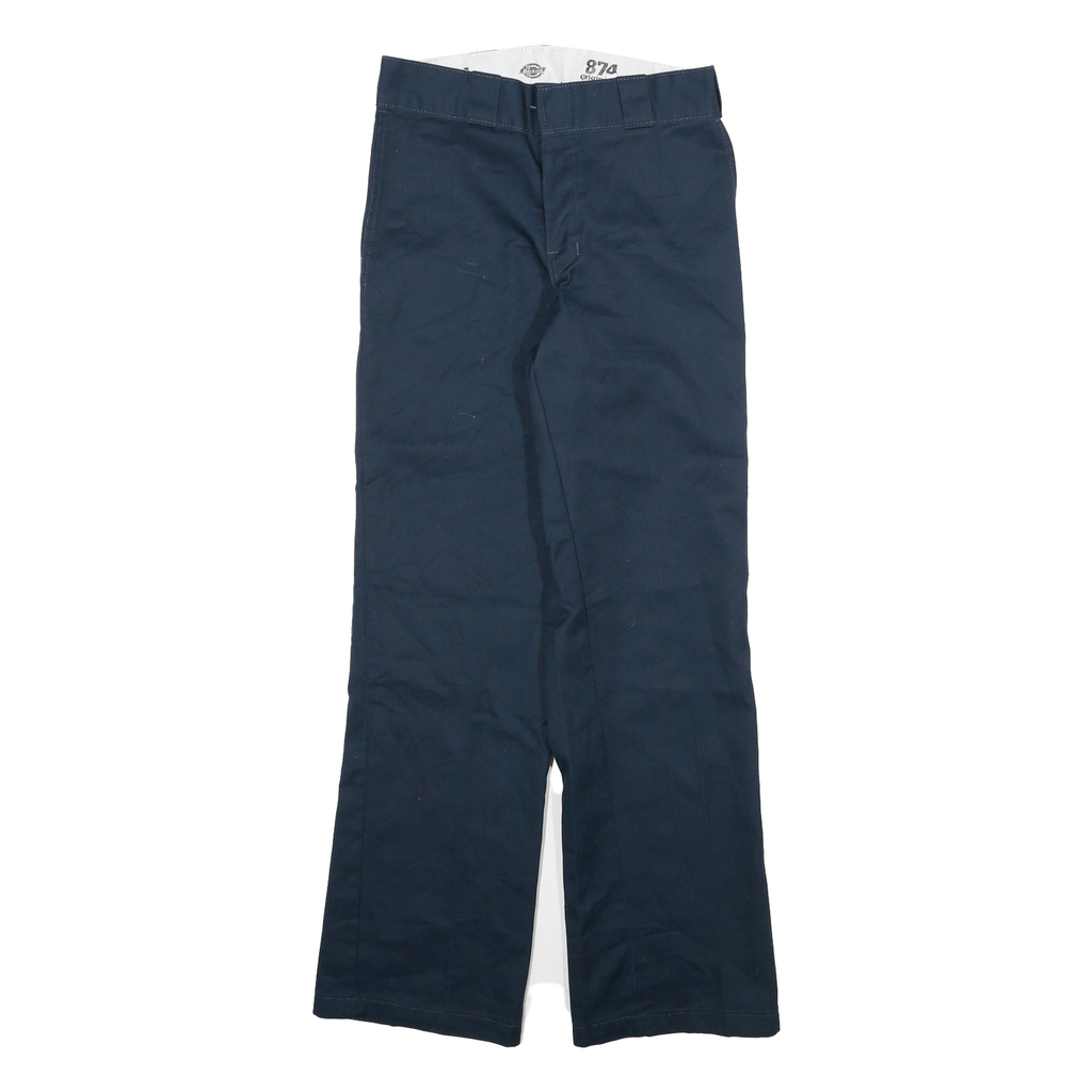 DICKIES Mens Cotton Blend Navy Regular Straight Trousers W28 L30 Workwear
