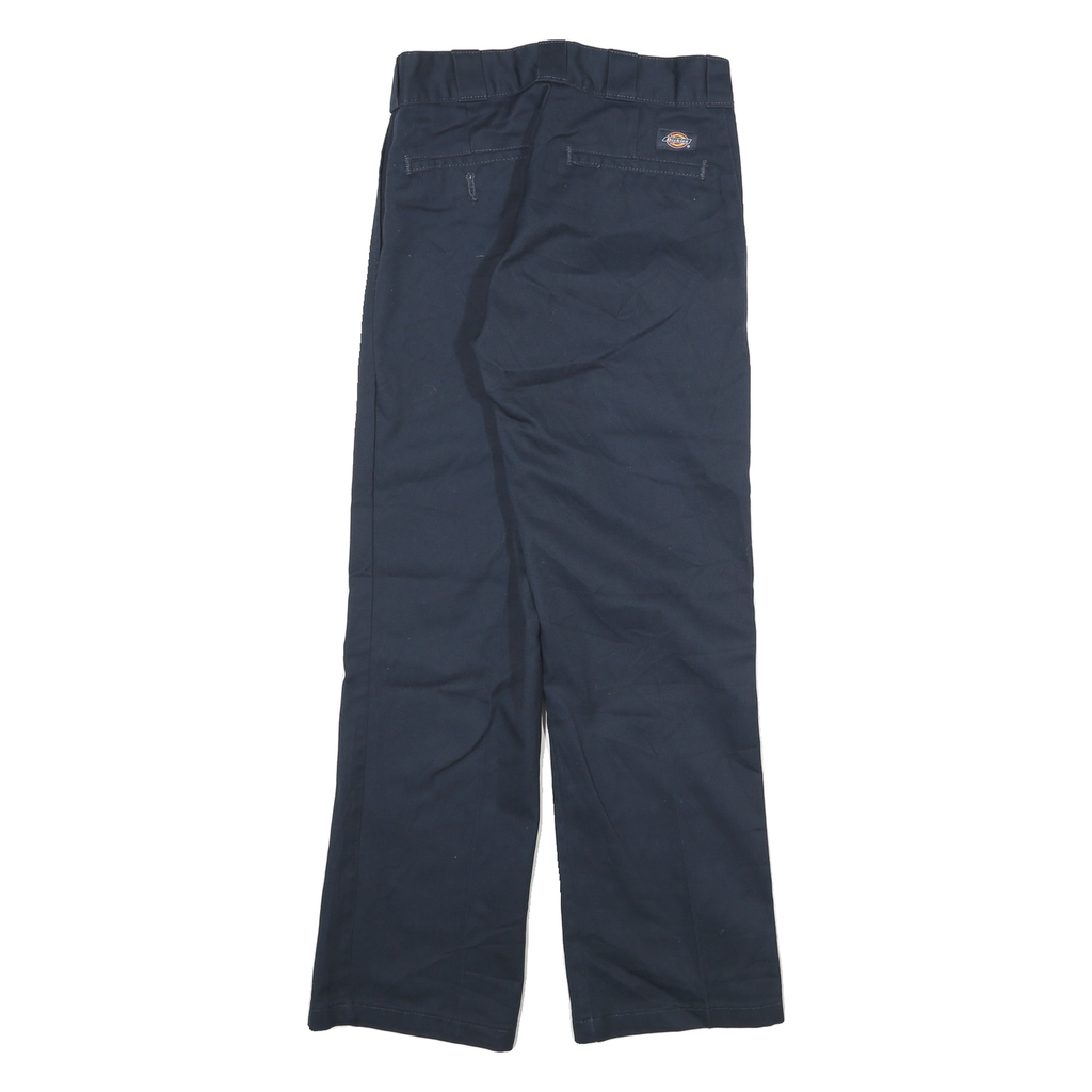 DICKIES Mens Cotton Blend Navy Regular Straight Trousers W28 L30 Workwear