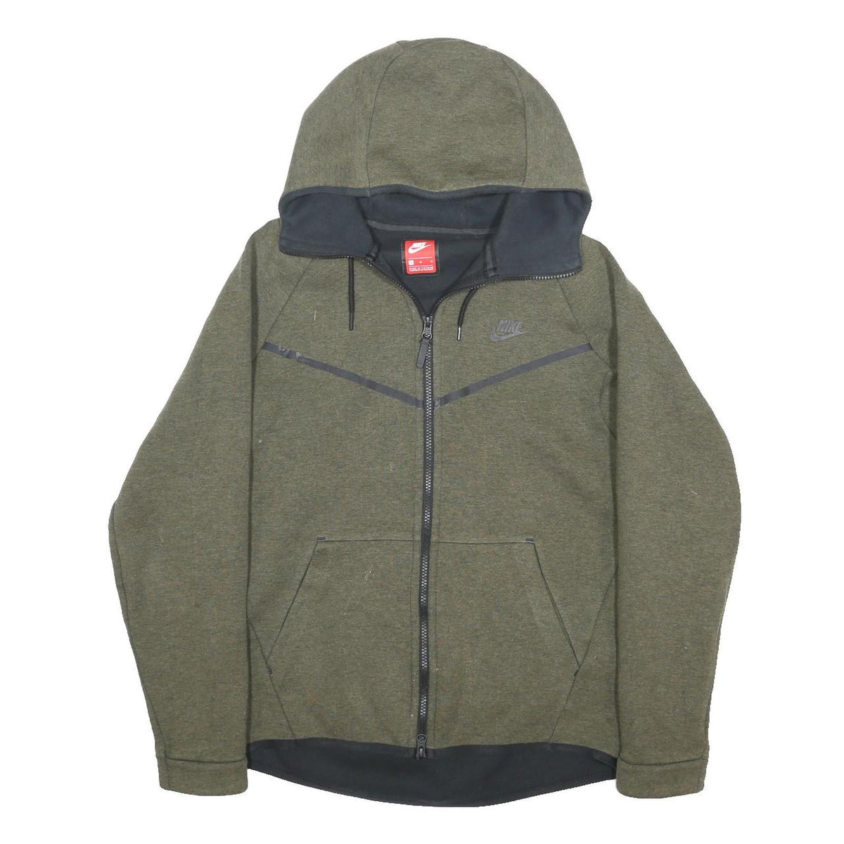 NIKE Mens Green Hoodie M Cotton Blend Full Zip Casual Activewear Sweatshirt