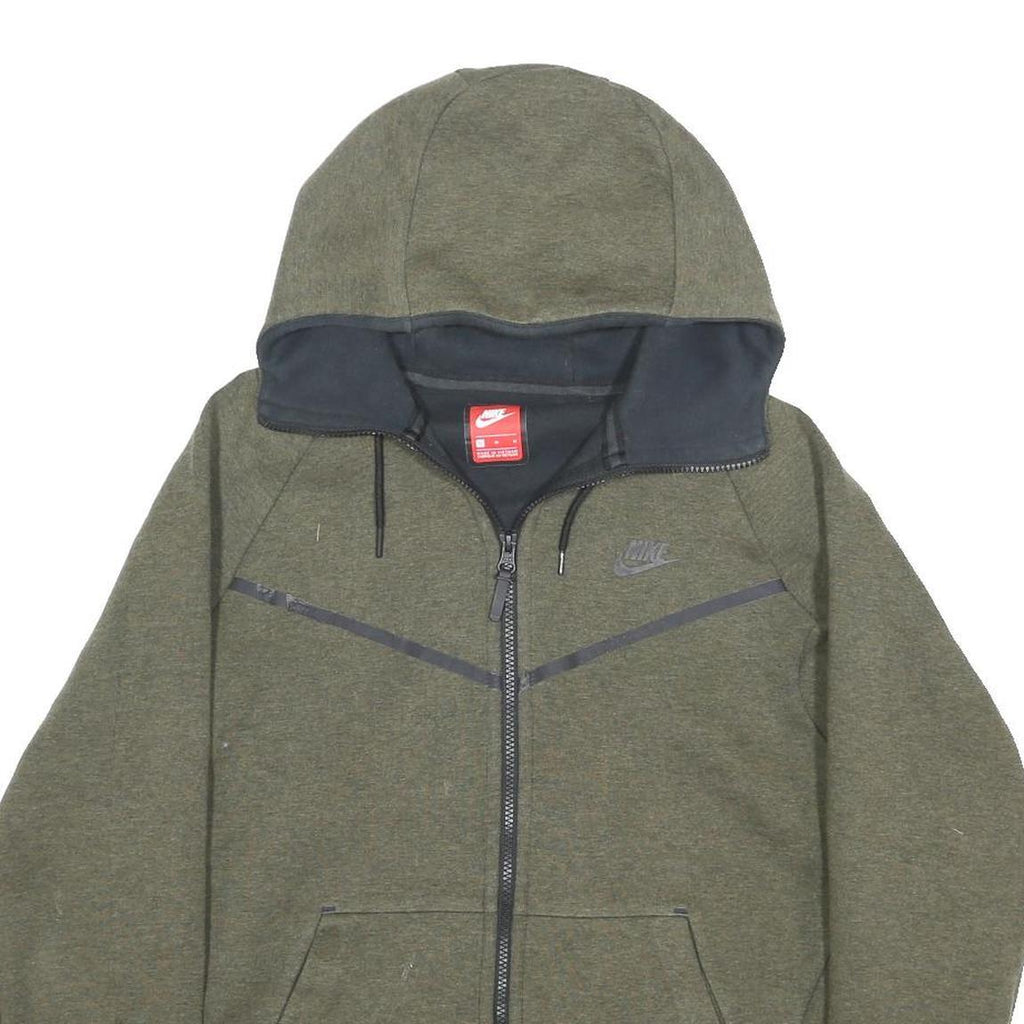 NIKE Mens Green Hoodie M Cotton Blend Full Zip Casual Activewear Sweatshirt