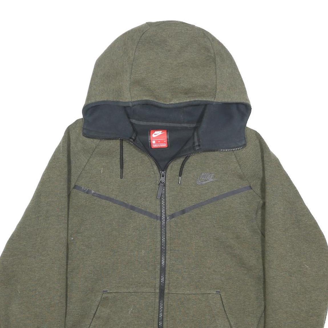 NIKE Mens Green Hoodie M Cotton Blend Full Zip Casual Activewear Sweatshirt