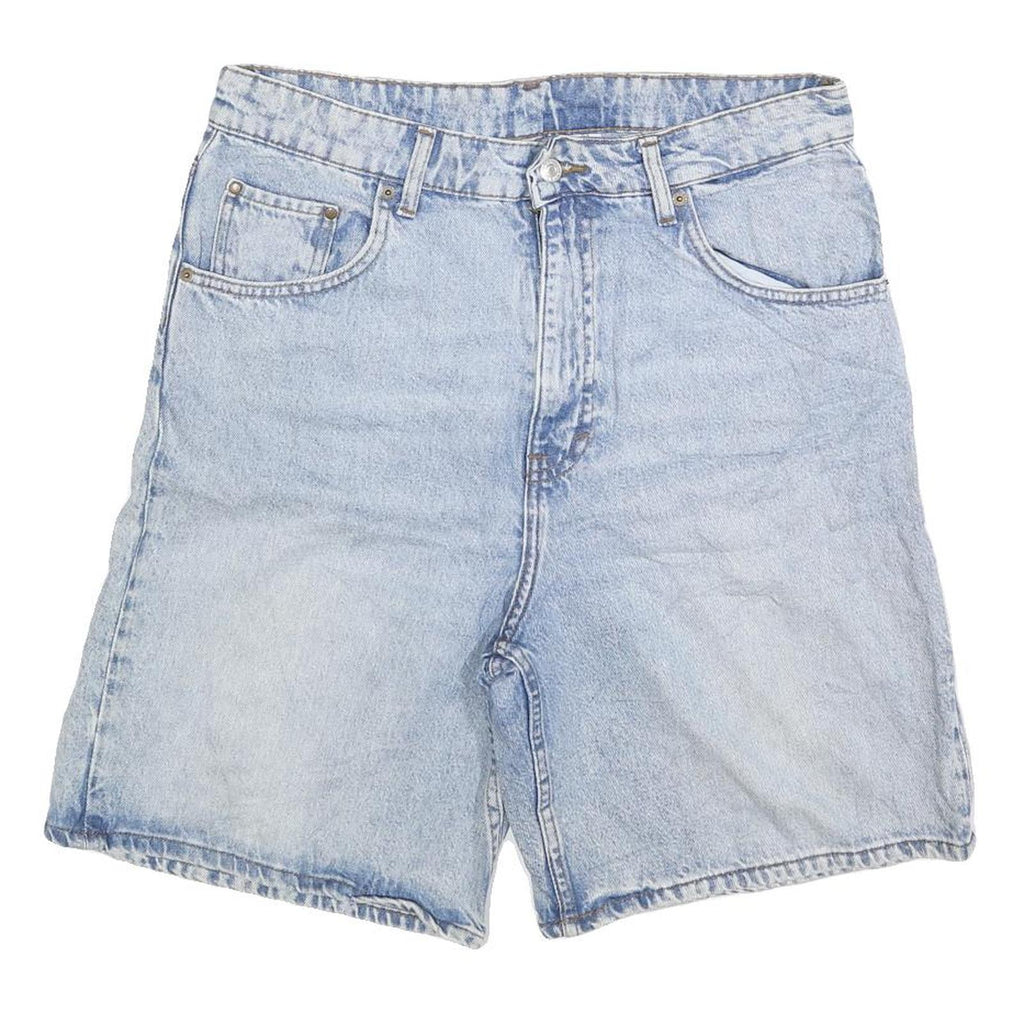 H&M Womens Denim Blue Casual Shorts L W34 Cotton Blend Summer Wear