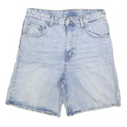 H&M Womens Denim Blue Casual Shorts L W34 Cotton Blend Summer Wear