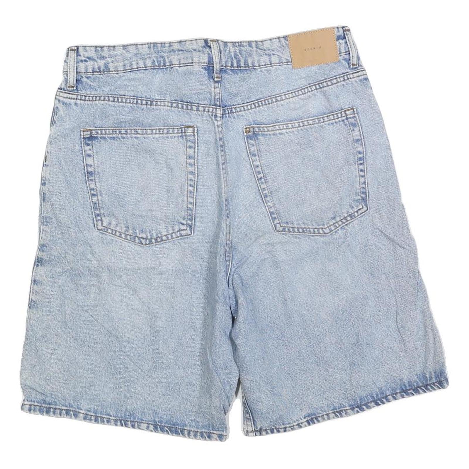 H&M Womens Denim Blue Casual Shorts L W34 Cotton Blend Summer Wear