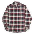 ST JOHNS BAY Mens Red Black & Cream Check Shirt L Cotton Flannel Long Sleeve
