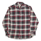 ST JOHNS BAY Mens Red Black & Cream Check Shirt L Cotton Flannel Long Sleeve