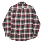 ST JOHNS BAY Mens Red Black & Cream Check Shirt L Cotton Flannel Long Sleeve