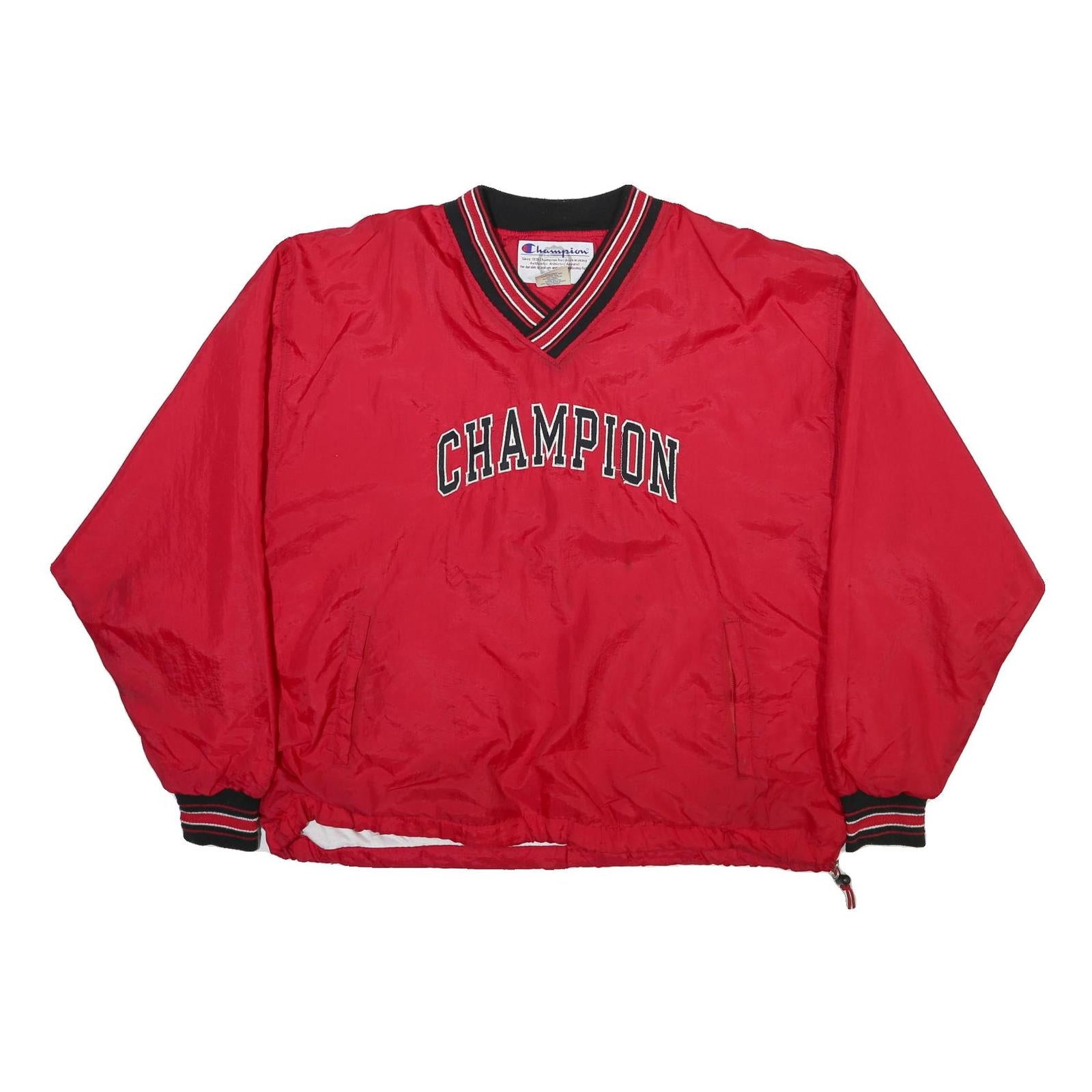 CHAMPION Mens Red V-Neck 2XL Pullover Sweatshirt Lightweight Sportswear