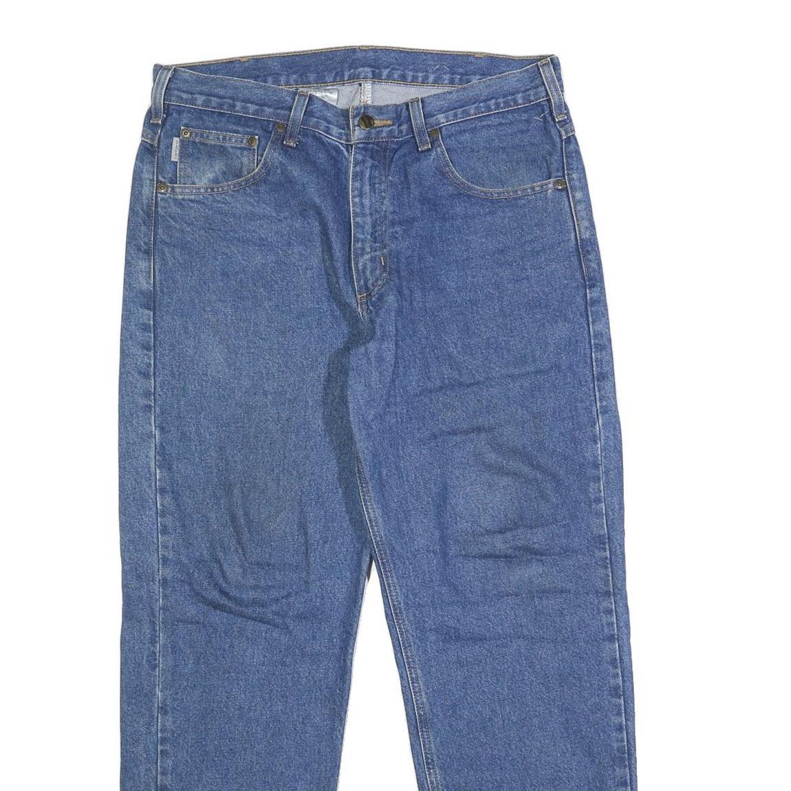 CARHARTT Mens Relaxed Jeans Blue Denim W33 L30 Classic Cotton Zip Pocket Design