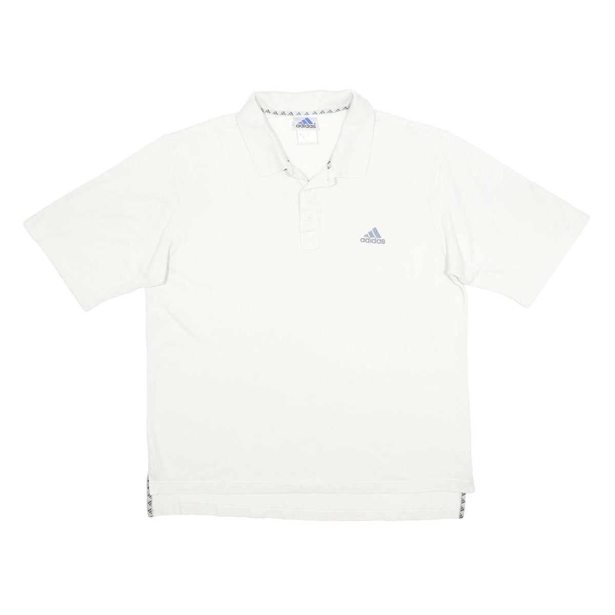 ADIDAS Mens White Polo Shirt Short Sleeve Plain L Cotton Blend Button Closure
