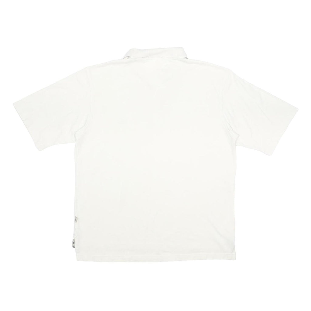 ADIDAS Mens White Polo Shirt Short Sleeve Plain L Cotton Blend Button Closure