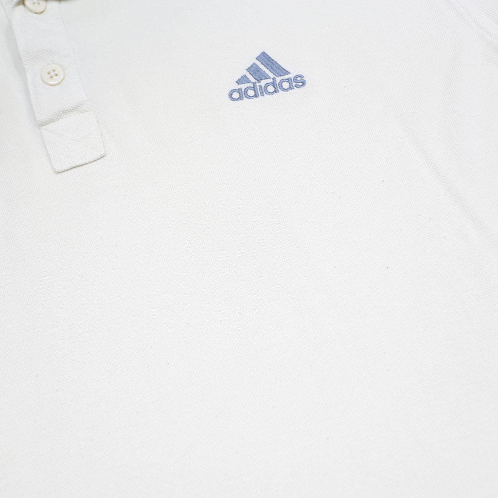 ADIDAS Mens White Polo Shirt Short Sleeve Plain L Cotton Blend Button Closure
