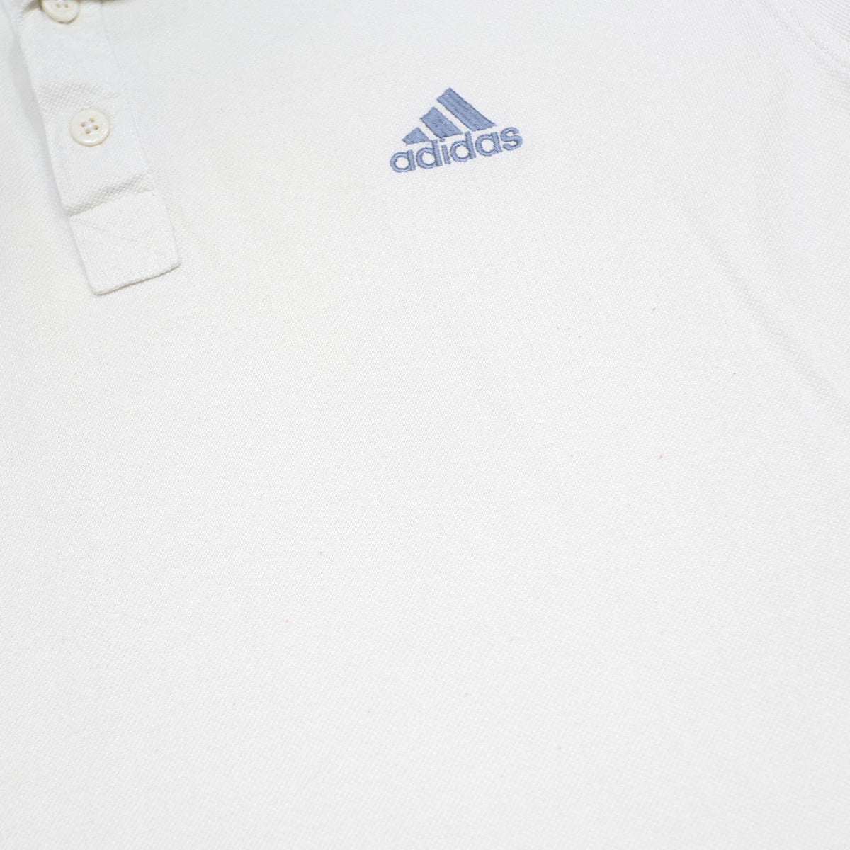 ADIDAS Mens White Polo Shirt Short Sleeve Plain L Cotton Blend Button Closure