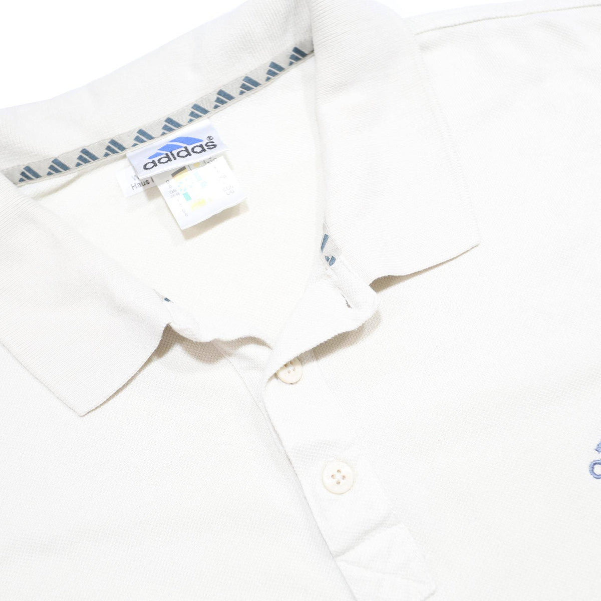 ADIDAS Mens White Polo Shirt Short Sleeve Plain L Cotton Blend Button Closure