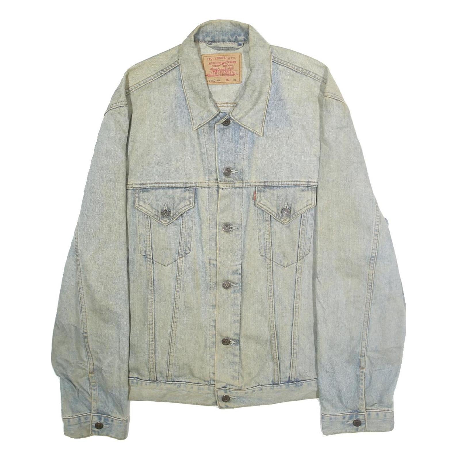 LEVI'S Mens Blue Denim Jacket XL Cotton Plain Button Closure Classic Fit