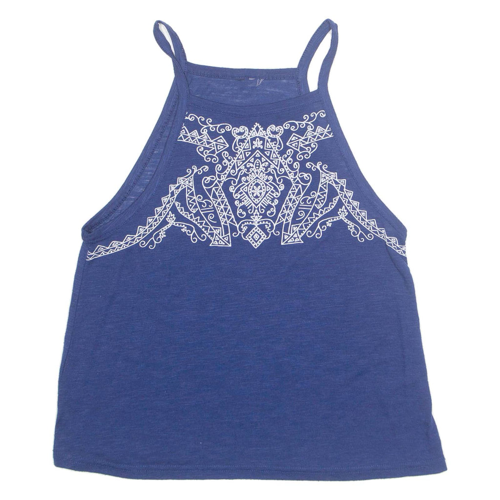 Beaded Womens Top Blue Sleeveless S