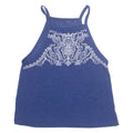 Beaded Womens Top Blue Sleeveless S