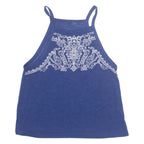 Beaded Womens Top Blue Sleeveless S