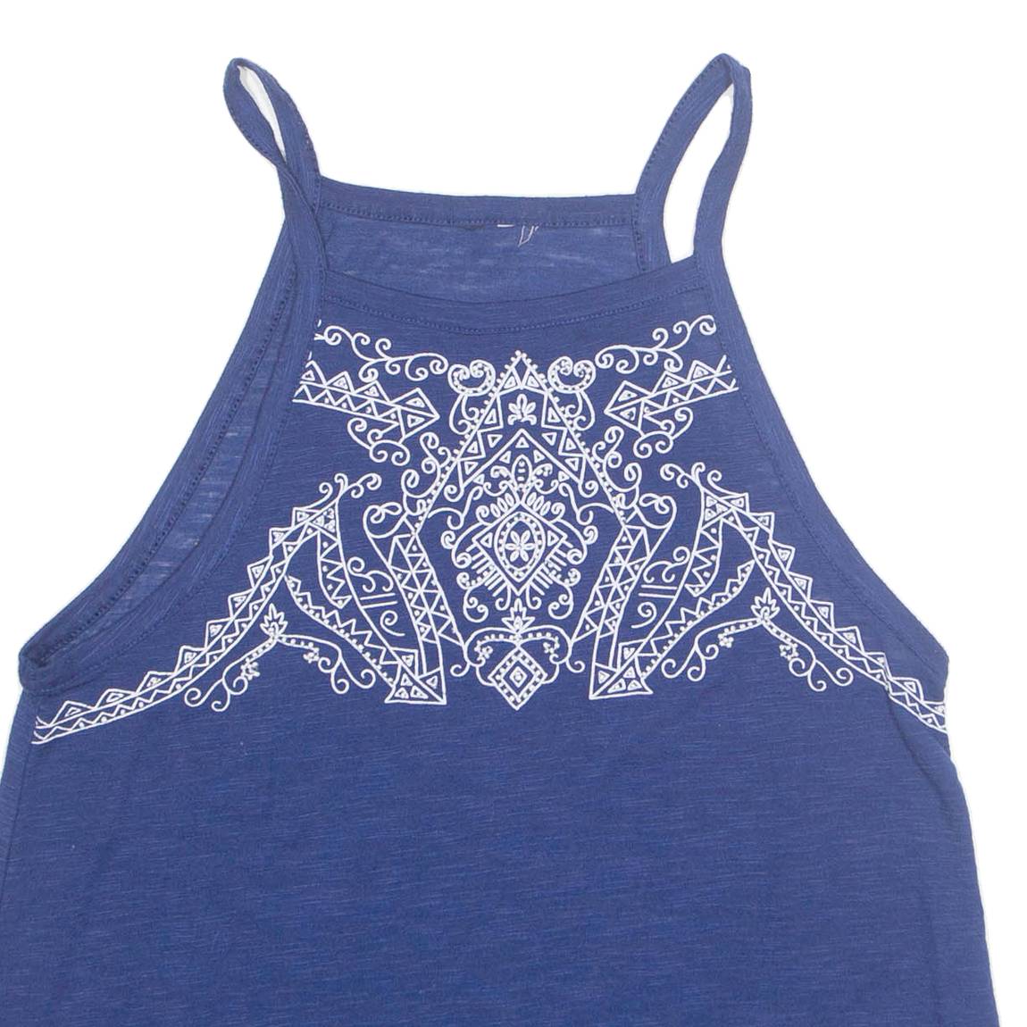 Beaded Womens Top Blue Sleeveless S