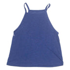 Beaded Womens Top Blue Sleeveless S