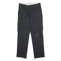 DICKIES Mens Cotton Blend Black Slim Straight Trousers W32 L29 Workwear Zip