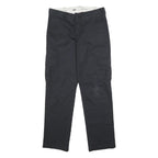 DICKIES Mens Cotton Blend Black Slim Straight Trousers W32 L29 Workwear Zip