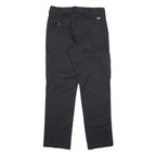 DICKIES Mens Cotton Blend Black Slim Straight Trousers W32 L29 Workwear Zip