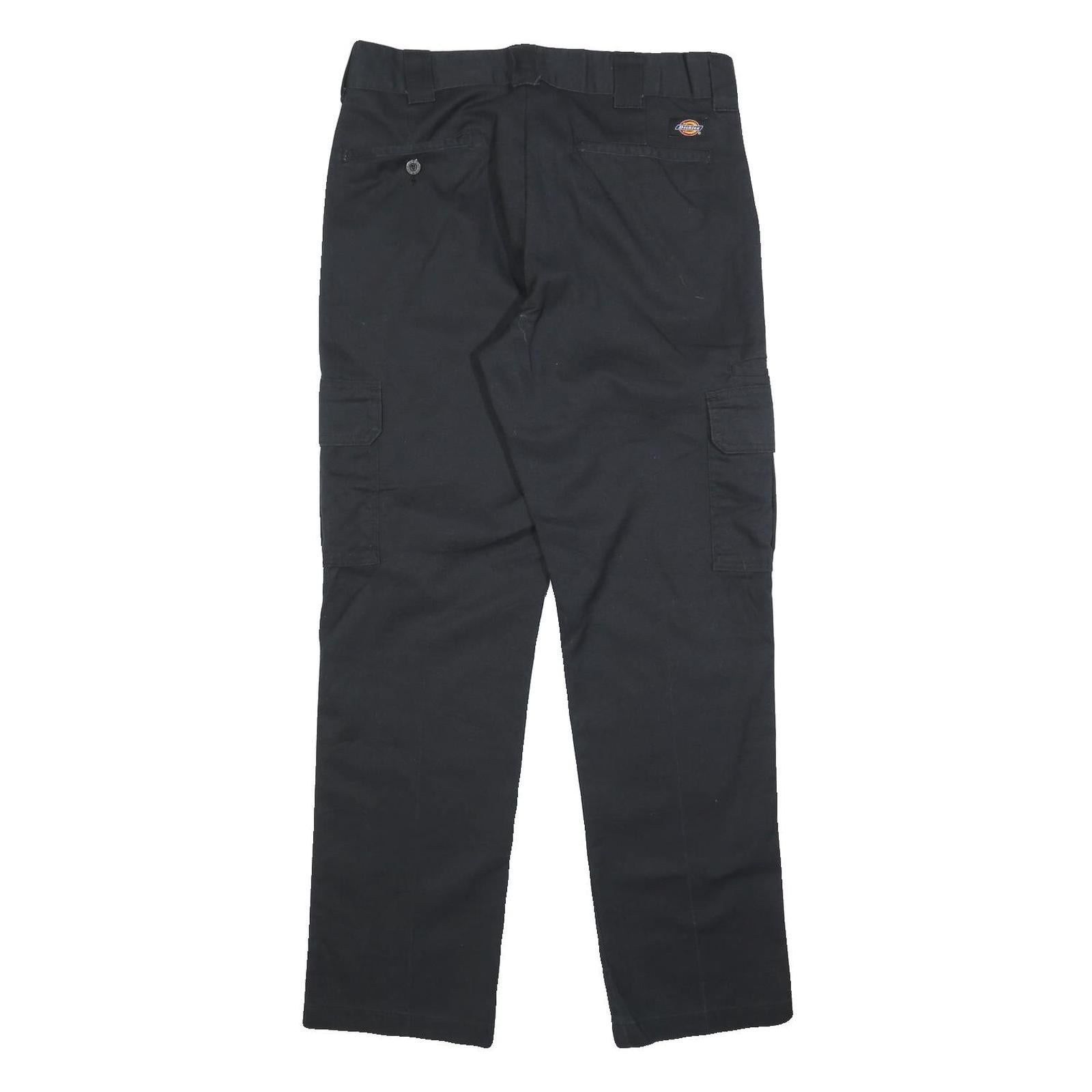 DICKIES Mens Cotton Blend Black Slim Straight Trousers W32 L29 Workwear Zip