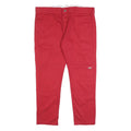 DICKIES Mens Cotton Blend Red Slim Tapered Zip Trousers W38 L30 Workwear