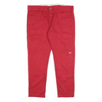 DICKIES Mens Cotton Blend Red Slim Tapered Zip Trousers W38 L30 Workwear