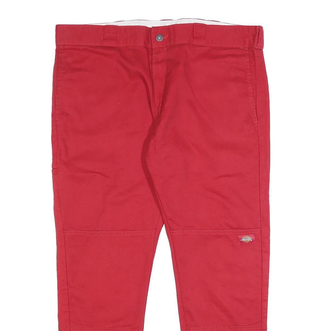 DICKIES Mens Cotton Blend Red Slim Tapered Zip Trousers W38 L30 Workwear