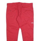 DICKIES Mens Cotton Blend Red Slim Tapered Zip Trousers W38 L30 Workwear