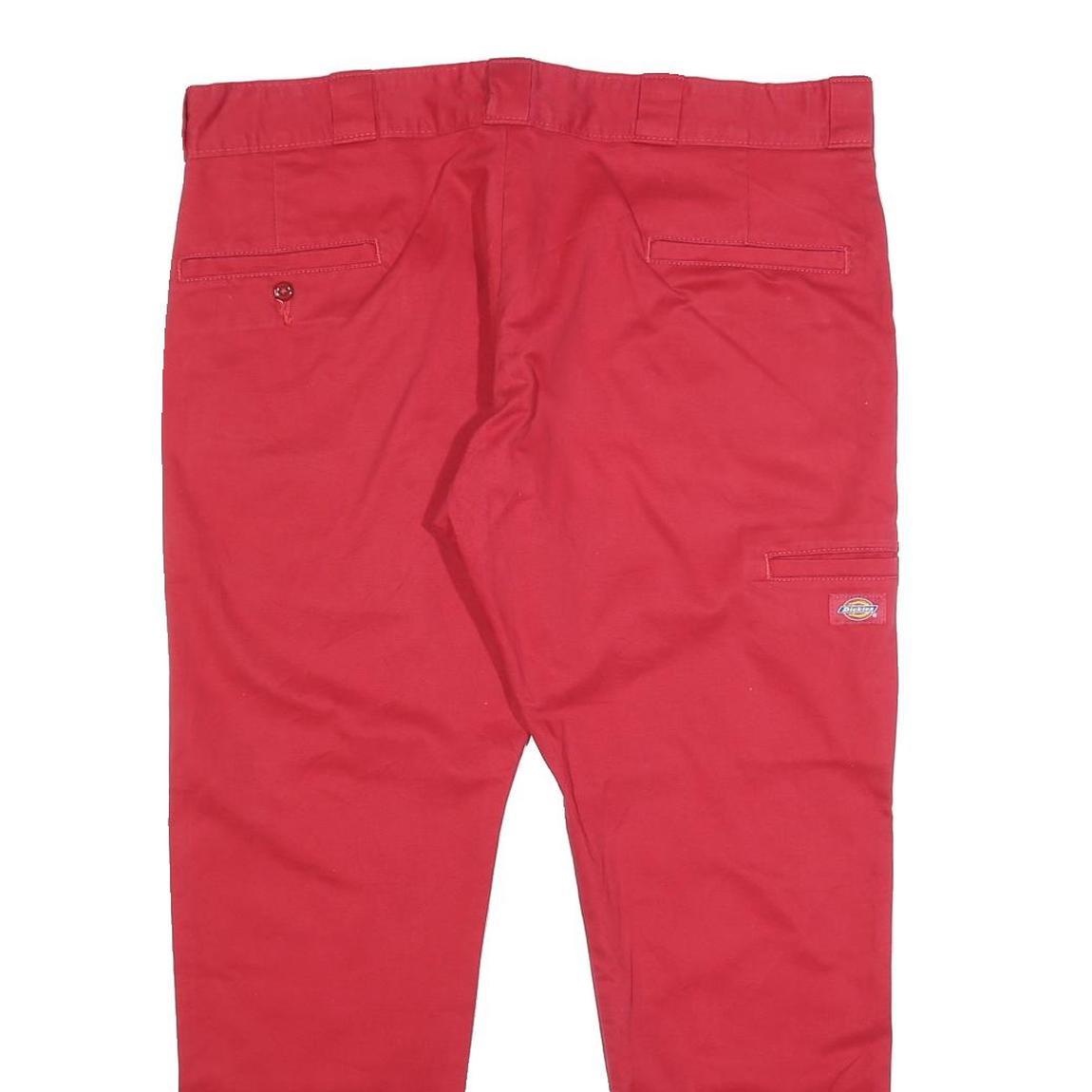 DICKIES Mens Cotton Blend Red Slim Tapered Zip Trousers W38 L30 Workwear
