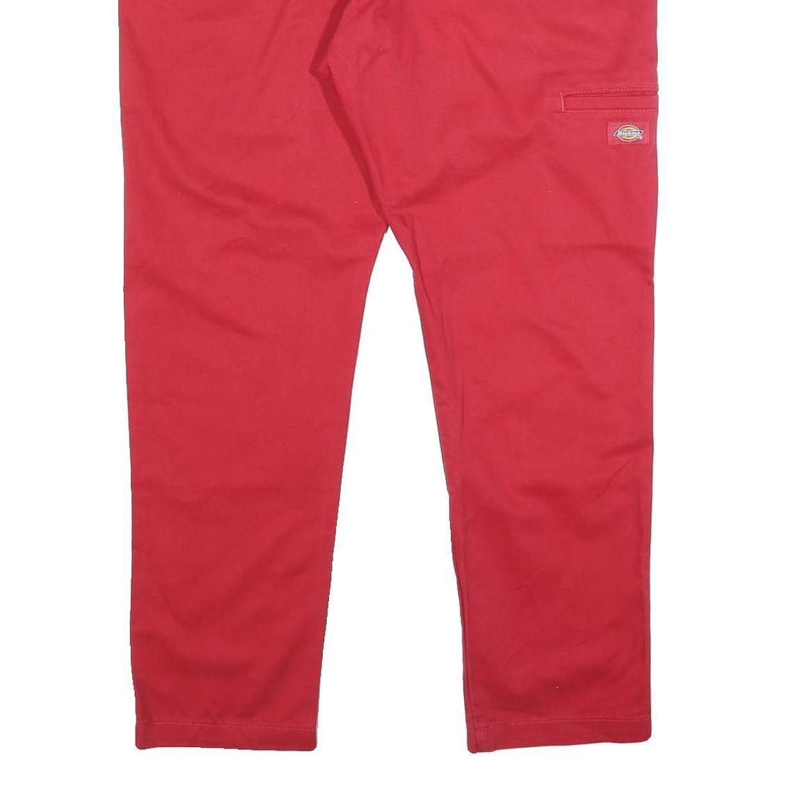 DICKIES Mens Cotton Blend Red Slim Tapered Zip Trousers W38 L30 Workwear
