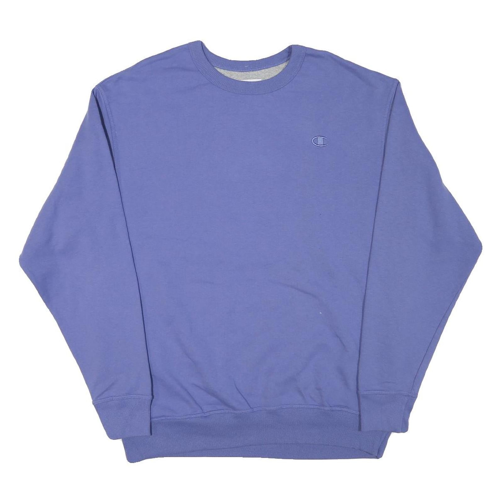 CHAMPION Mens Blue Crew Neck XL Logo Embroidered Sweatshirt Cotton Blend