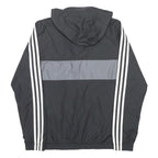 ADIDAS Boys Black & Grey Track Jacket 13-14Y Polyester Zip Hooded