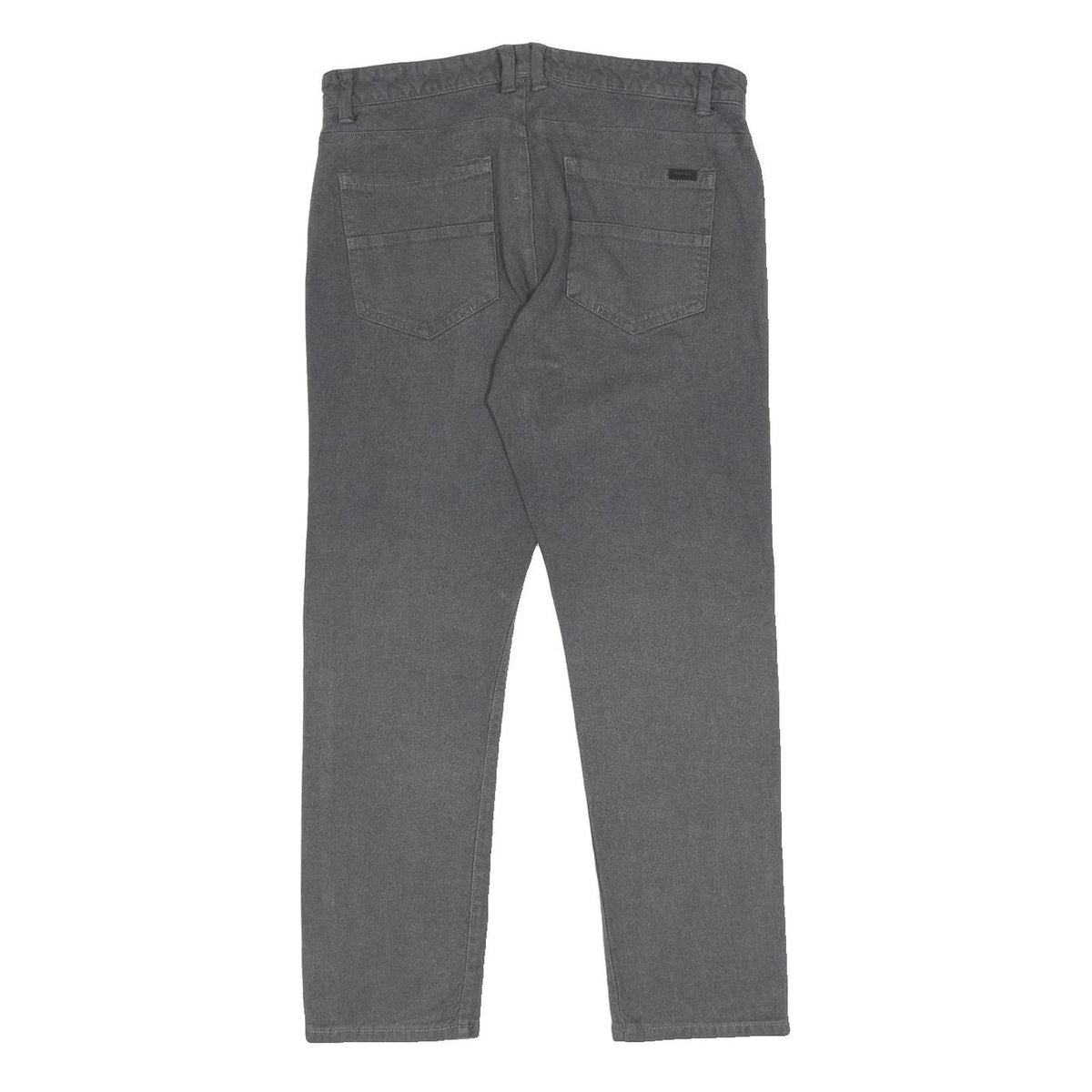 CALVIN KLEIN Mens Slim Grey Cotton Blend Trousers W32 L30 Stylish Zip Closure