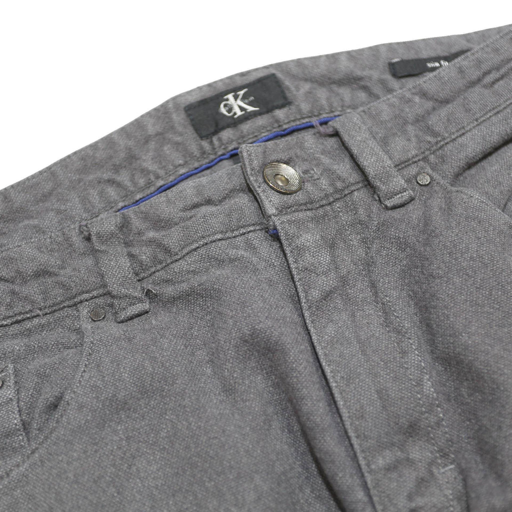 CALVIN KLEIN Mens Slim Grey Cotton Blend Trousers W32 L30 Stylish Zip Closure