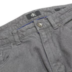 CALVIN KLEIN Mens Slim Grey Cotton Blend Trousers W32 L30 Stylish Zip Closure