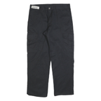 DICKIES Mens Black Regular Fit Workwear Cargo Trousers W34 L28 Zip Closure
