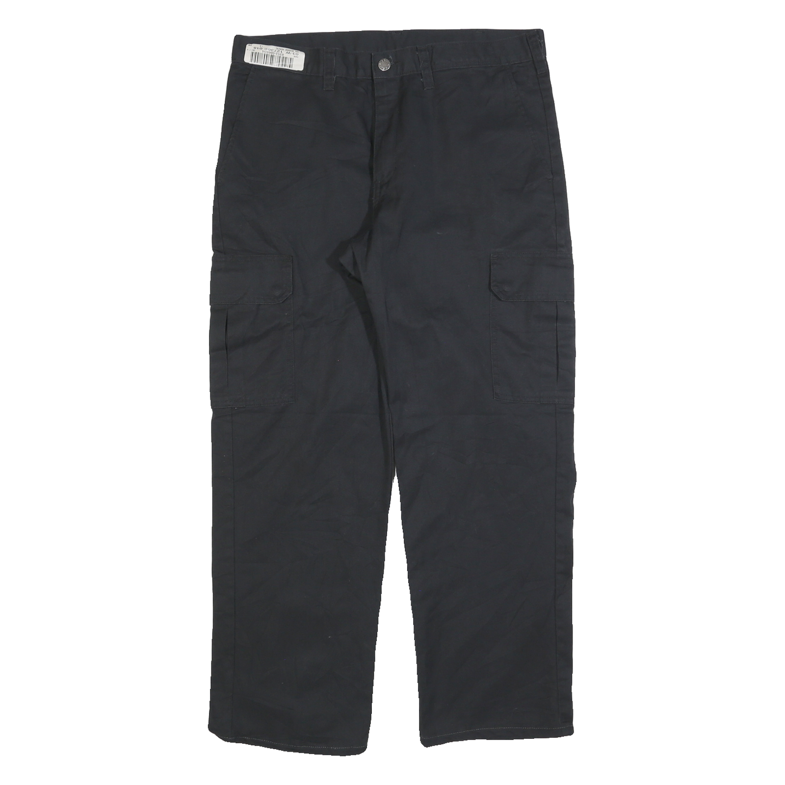 DICKIES Mens Black Regular Fit Workwear Cargo Trousers W34 L28 Zip Closure