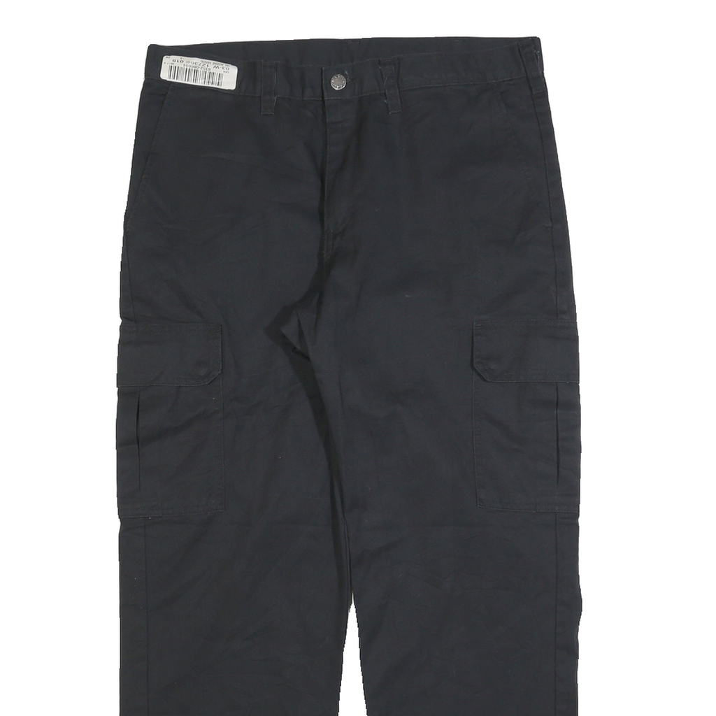 DICKIES Mens Black Regular Fit Workwear Cargo Trousers W34 L28 Zip Closure