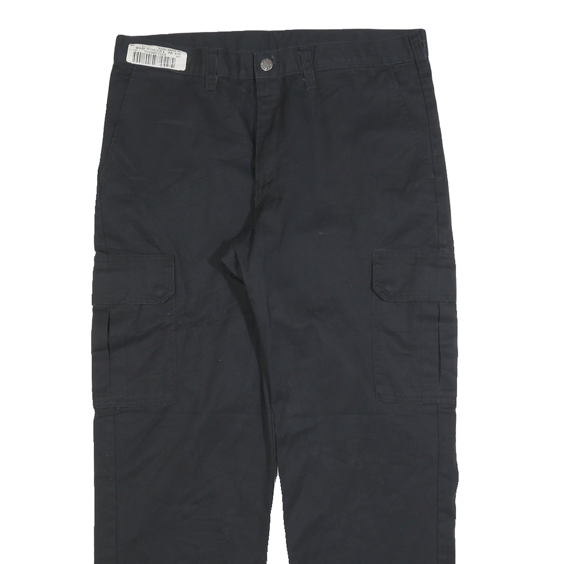 DICKIES Mens Black Regular Fit Workwear Cargo Trousers W34 L28 Zip Closure