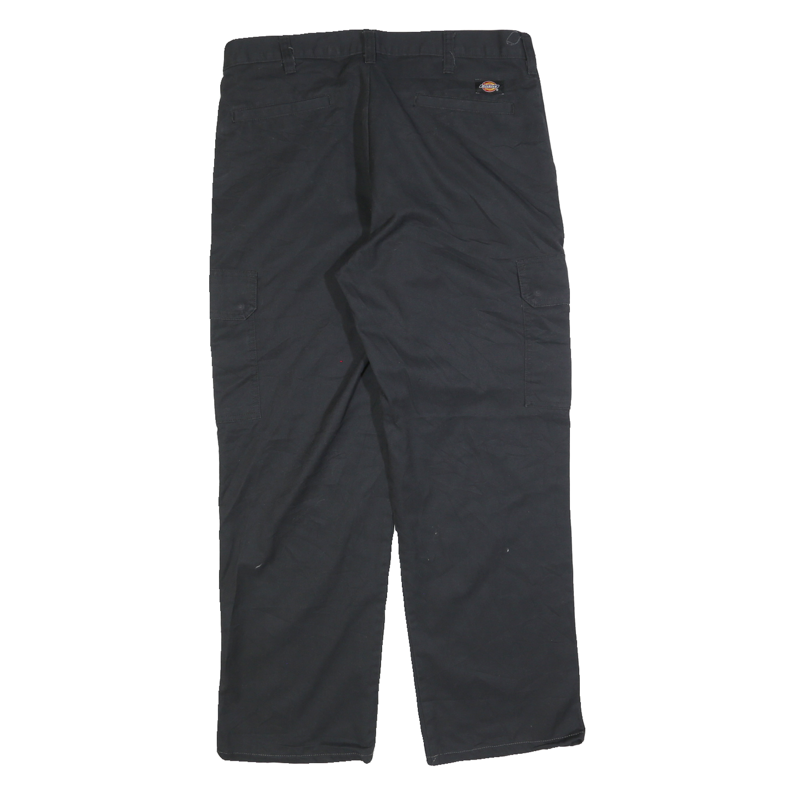 DICKIES Mens Black Regular Fit Workwear Cargo Trousers W34 L28 Zip Closure